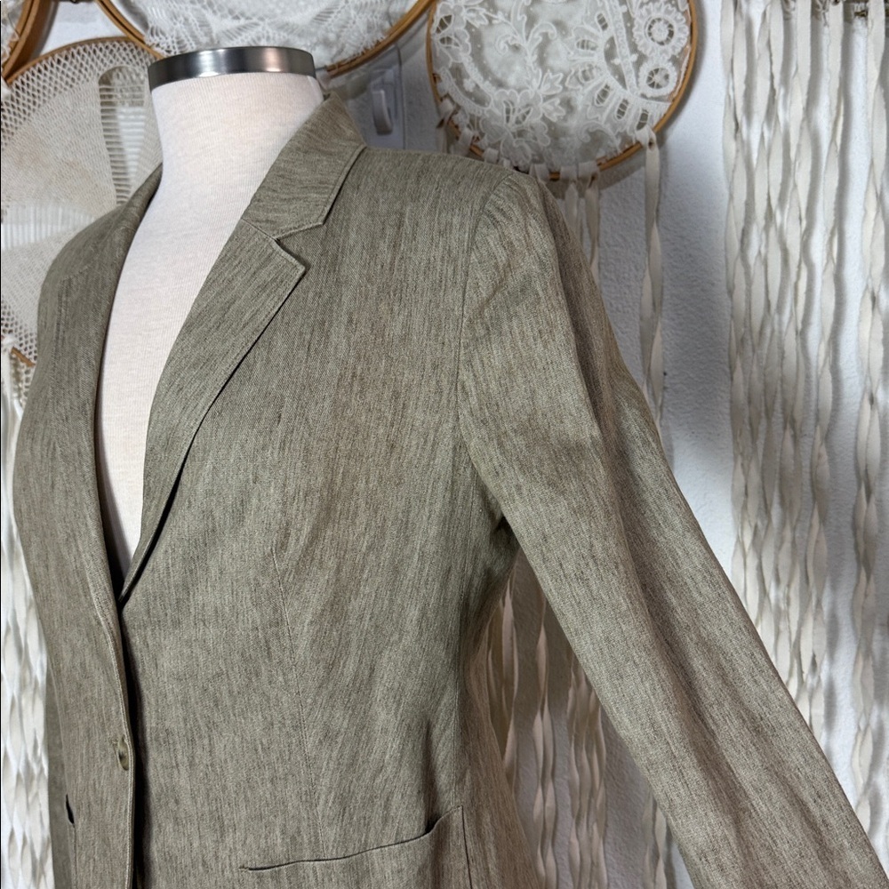 Vince Tan Linen Cotton Blend Blazer Size 10 - Picture 2 of 11